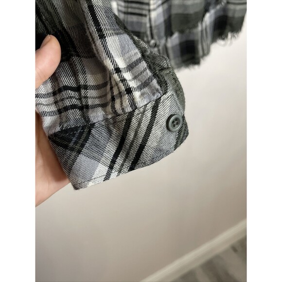 Cloth & Stone Womens Plaid Long Sleeve Raw Hem Collared Button Up Shirt SZ Small - Picture 5 of 10